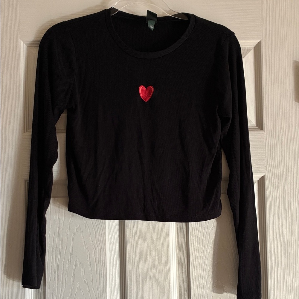 Wild Fable Black Long Sleeve with Red Heart